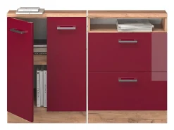 Móvel De Arrumação*Vicco Armário de cozinha para sótão inclinado alto brilho 120x46x81.6 r-line Vermelho