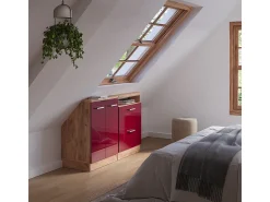 Móvel De Arrumação*Vicco Armário de cozinha para sótão inclinado alto brilho 120x46x81.6 r-line Vermelho