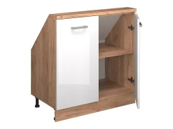 Vicco Armário de cozinha para sótão inclinado alto brilho 80x46x81.6 r-line^ Móvel De Arrumação
