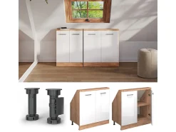 Vicco Armário de cozinha para sótão inclinado alto brilho 80x46x81.6 r-line^ Móvel De Arrumação