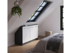 Móvel De Arrumação|Vicco Armário de cozinha para sótão inclinado alto brilho 140x46x81.6 r-line Branco