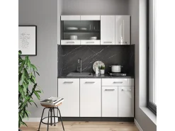 Móvel De Arrumação|Vicco Armário de cozinha para sótão inclinado alto brilho 140x46x81.6 r-line Branco