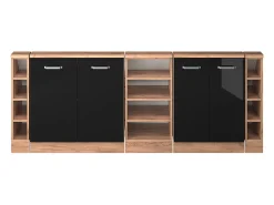 Móvel De Arrumação*Vicco Armário de cozinha para sótão inclinado alto brilho 210x46x81.6 r-line Preto