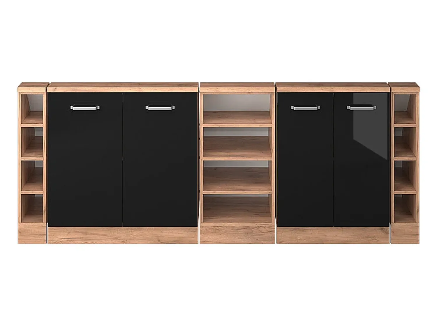 Móvel De Arrumação*Vicco Armário de cozinha para sótão inclinado alto brilho 210x46x81.6 r-line Preto