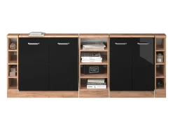 Móvel De Arrumação*Vicco Armário de cozinha para sótão inclinado alto brilho 210x46x81.6 r-line Preto