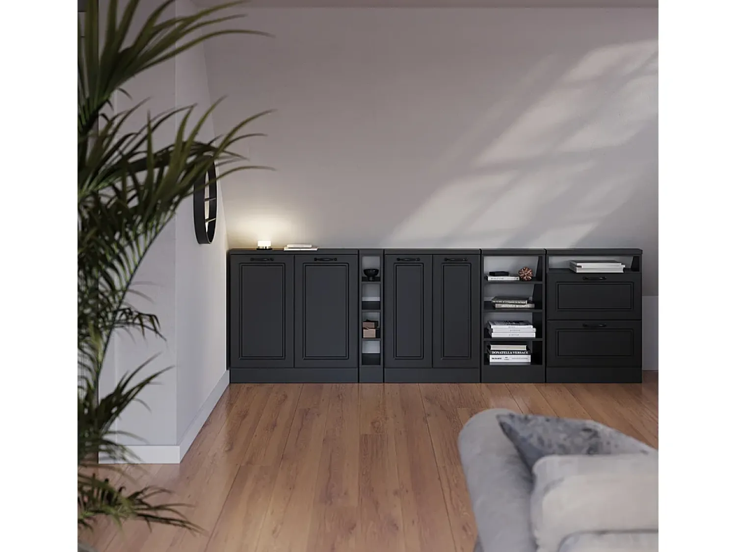 Vicco Armário de cozinha para sótão inclinado casa de campo antracite 60x46x81.6 r-line^ Móvel De Arrumação