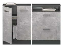 Móvel De Arrumação|Vicco Armário de cozinha para sótão inclinado betão 120x46x81.6 r-line Cinzento claro