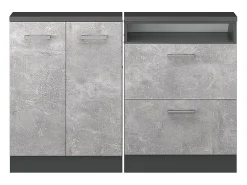 Móvel De Arrumação|Vicco Armário de cozinha para sótão inclinado betão 120x46x81.6 r-line Cinzento claro