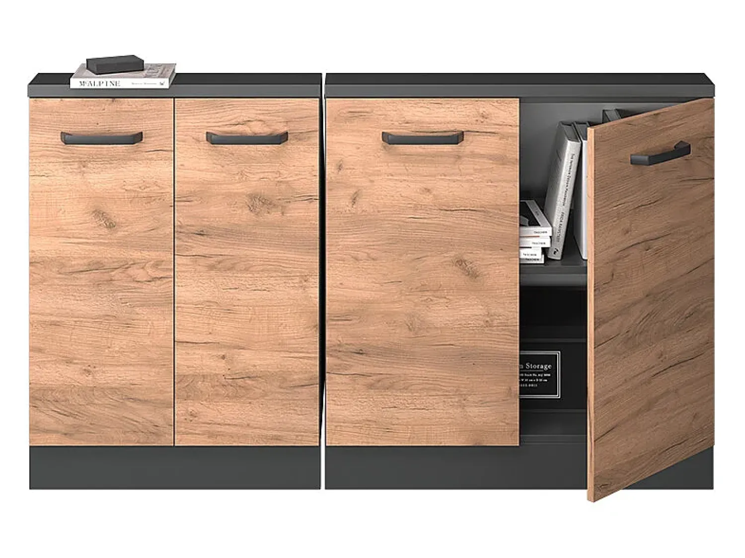 Móvel De Arrumação|Vicco Armário de cozinha para sótão inclinado carvalho goldkraft 140x46x81.6 r-line Natural escuro