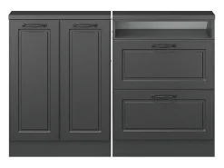 Vicco Armário de cozinha para sótão inclinado casa de campo antracite 120x46x81.6 r-line^ Móvel De Arrumação