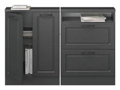 Vicco Armário de cozinha para sótão inclinado casa de campo antracite 120x46x81.6 r-line^ Móvel De Arrumação