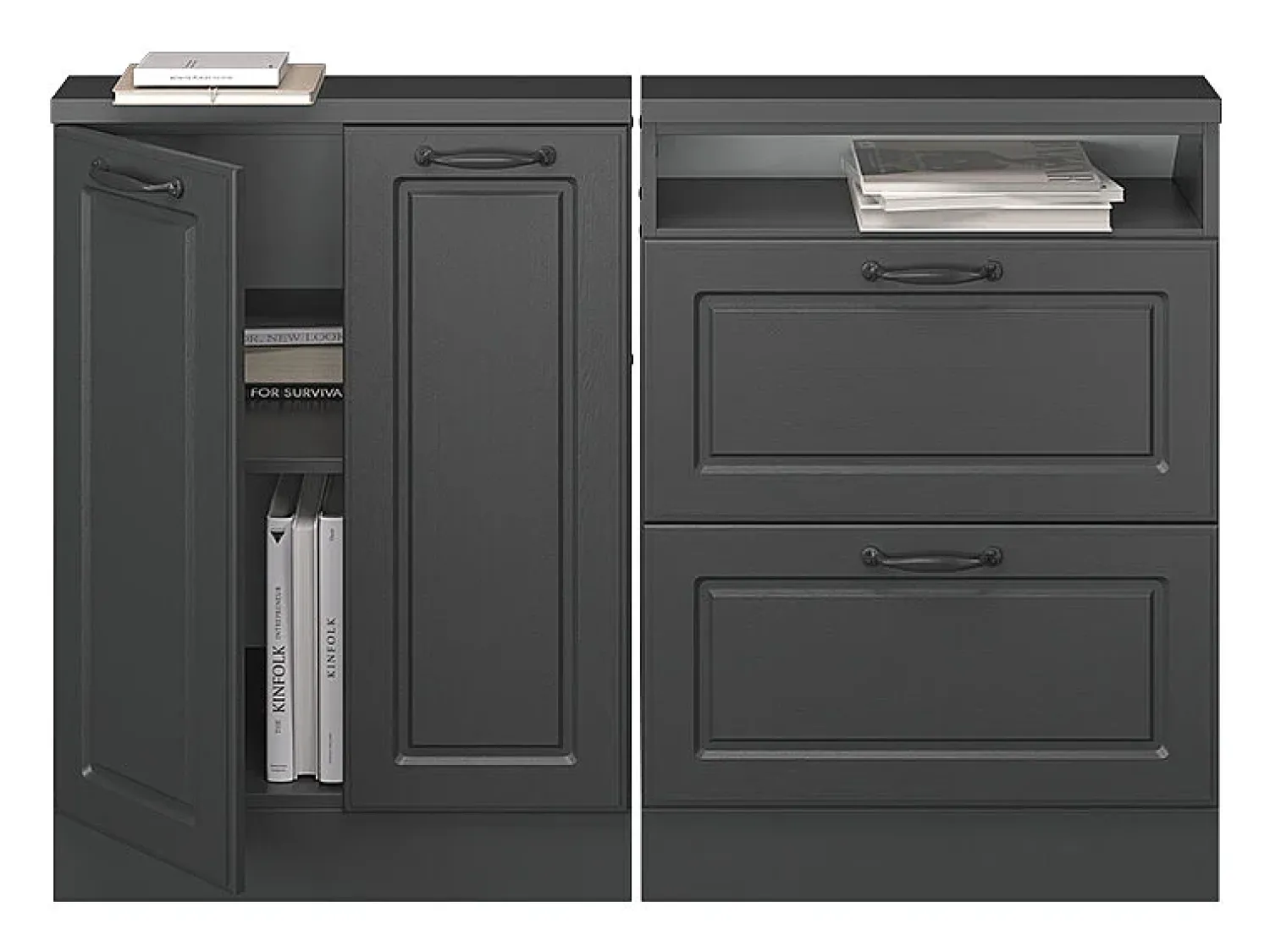Vicco Armário de cozinha para sótão inclinado casa de campo antracite 120x46x81.6 r-line^ Móvel De Arrumação