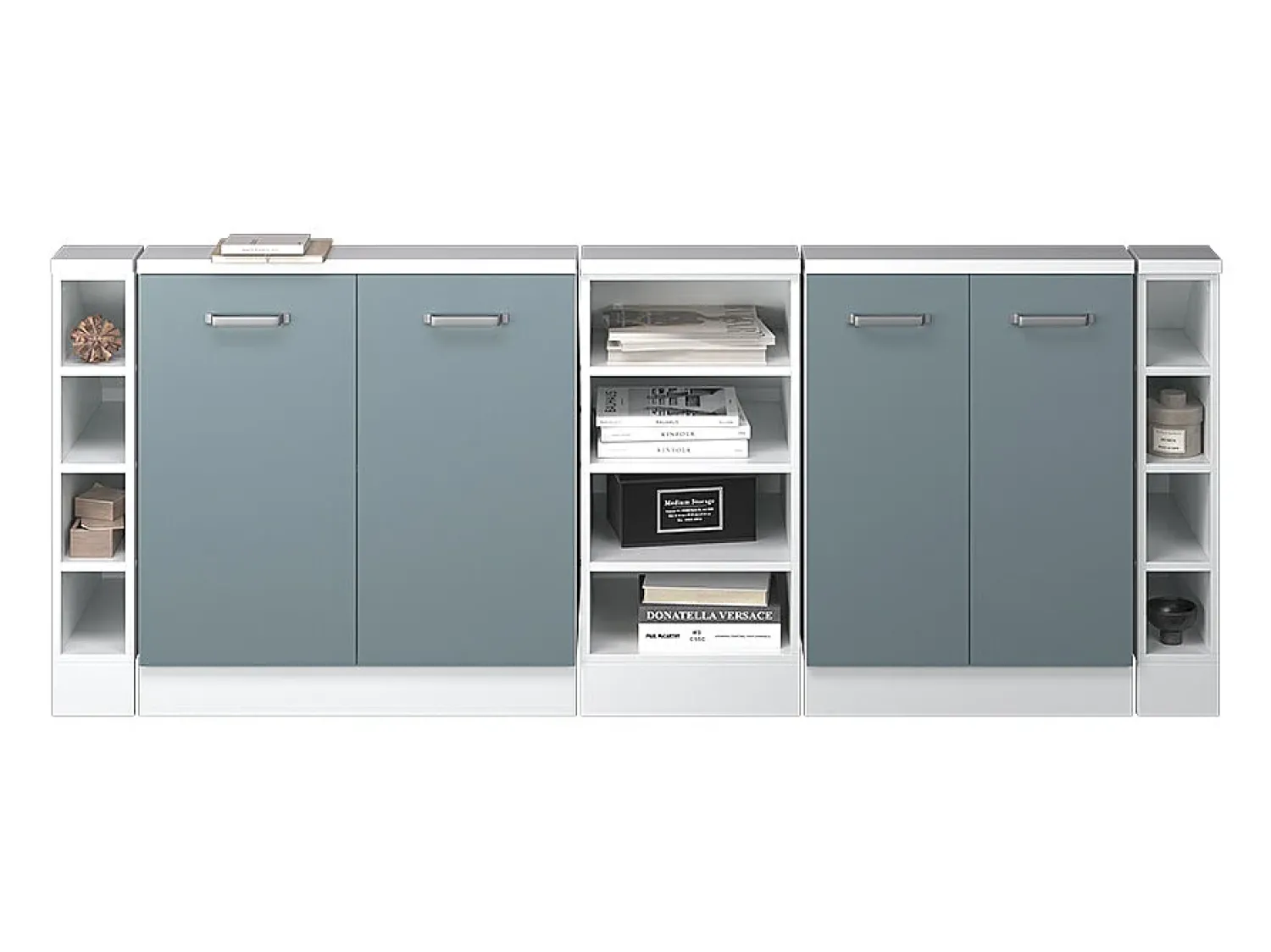 Móvel De Arrumação|Vicco Armário de cozinha para sótão inclinado -cinza 210x46x81.6 r-line Azul