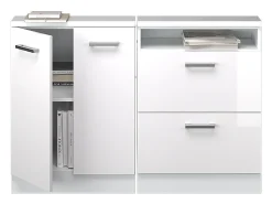 Móvel De Arrumação|Vicco Armário de cozinha para sótão inclinado alto brilho 120x46x81.6 r-line Branco