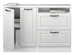 Vicco Armário de cozinha para sótão inclinado casa de campo branca 120x46x81.6 r-line^ Móvel De Arrumação