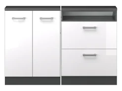 Vicco Armário de cozinha para sótão inclinado alto brilho 120x46x81.6 r-line^ Móvel De Arrumação