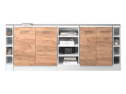 Móvel De Arrumação|Vicco Armário de cozinha para sótão inclinado carvalho goldkraft 210x46x81.6 r-line Natural escuro