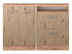 Móvel De Arrumação*Vicco Armário de cozinha para sótão inclinado carvalho artesanal 120x46x81.6 r-line Natural claro