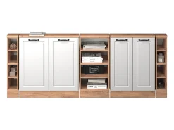 Vicco Armário de cozinha para sótão inclinado casa de campo branca 210x46x81.6 r-line^ Móvel De Arrumação