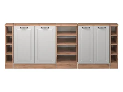 Vicco Armário de cozinha para sótão inclinado casa de campo branca 210x46x81.6 r-line^ Móvel De Arrumação