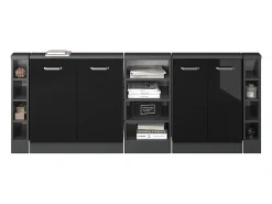 Vicco Armário de cozinha para sótão inclinado alto brilho 210x46x81.6 r-line^ Móvel De Arrumação