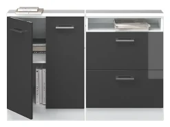 Vicco Armário de cozinha para sótão inclinado antracite alto brilho 120x46x81.6 r-line^ Móvel De Arrumação