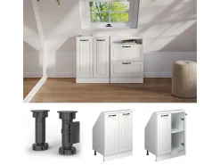 Móvel De Arrumação*Vicco Armário de cozinha para sótão inclinado casa de campo branca 60x46x81.6 r-line Branco sujo