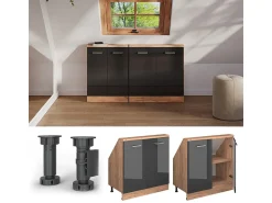 Móvel De Arrumação*Vicco Armário de cozinha para sótão inclinado antracite alto brilho 80x46x81.6 r-line Cinza antracite