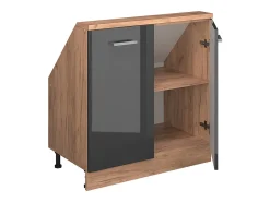 Móvel De Arrumação*Vicco Armário de cozinha para sótão inclinado antracite alto brilho 80x46x81.6 r-line Cinza antracite
