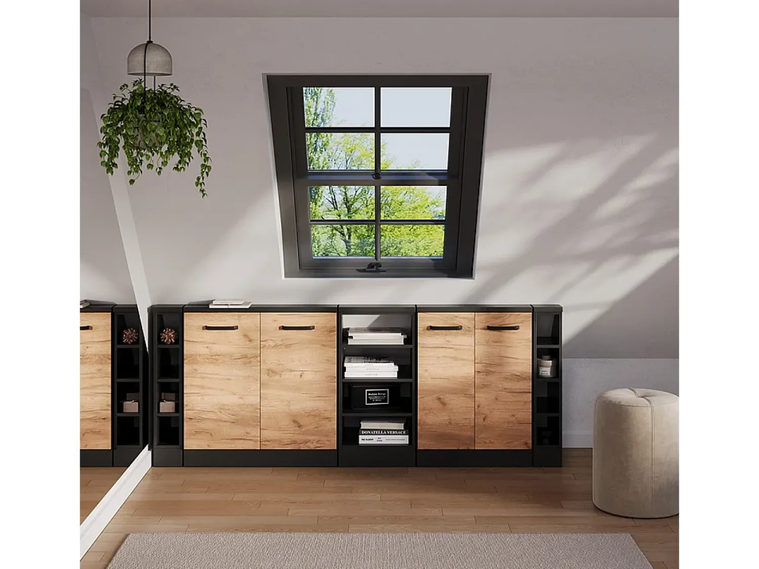 Móvel De Arrumação*Vicco Armário de cozinha para sótão inclinado antracite 40x46x81.6 r-line Cinza antracite