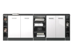 Clearance Vicco Armário de cozinha para sótão inclinado alto brilho 210x46x81.6 r-line Branco