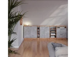 Móvel De Arrumação*Vicco Armário de cozinha para sótão inclinado betão 60x46x81.6 r-line Cinzento claro