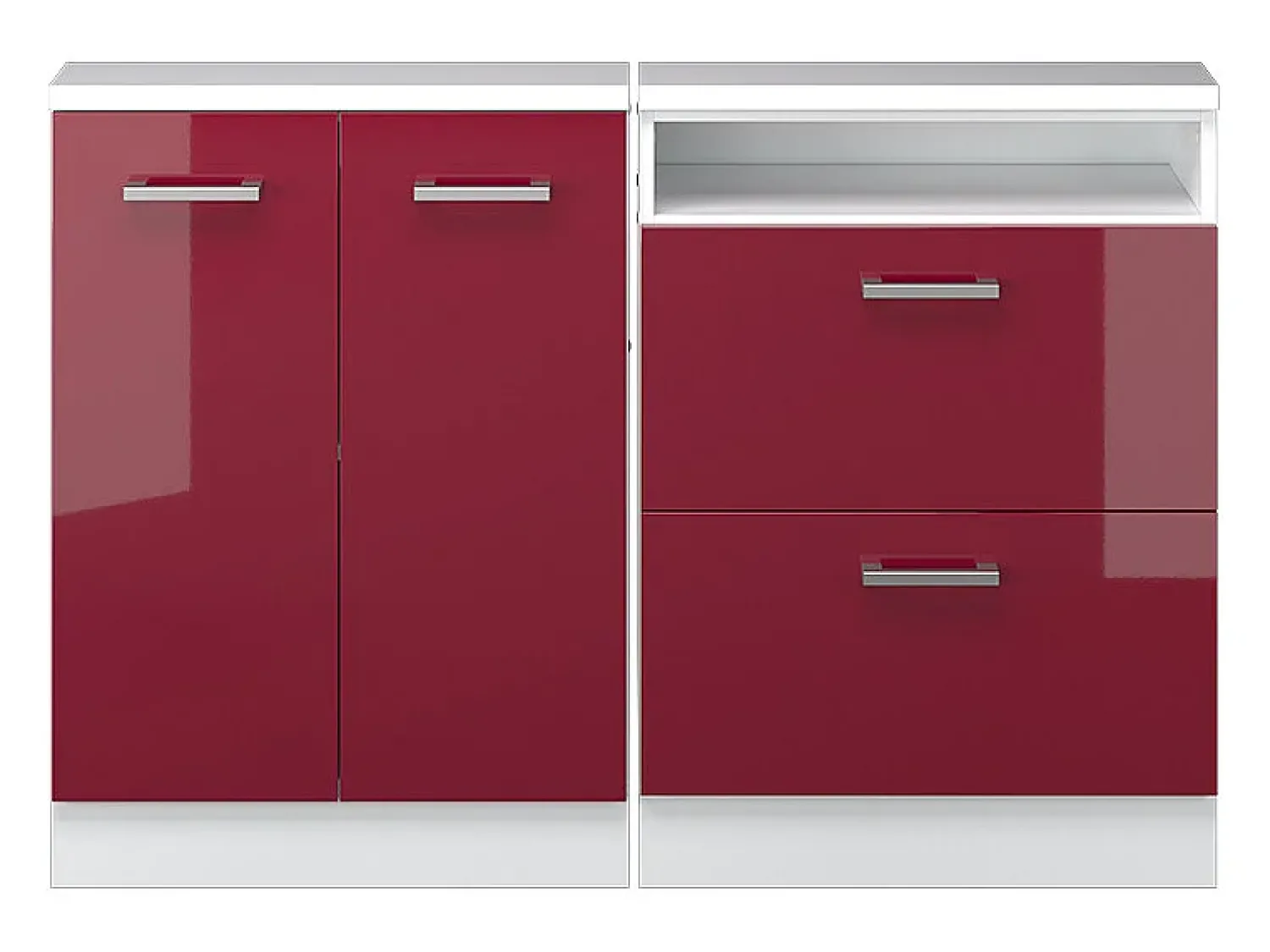 Móvel De Arrumação*Vicco Armário de cozinha para sótão inclinado brilhante/branco 120x46x81.6 r-line Vermelho