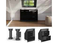 Móvel De Arrumação*Vicco Armário de cozinha para sótão inclinado alto brilho 60x46x81.6 r-line Preto
