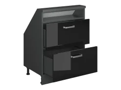 Móvel De Arrumação*Vicco Armário de cozinha para sótão inclinado alto brilho 60x46x81.6 r-line Preto