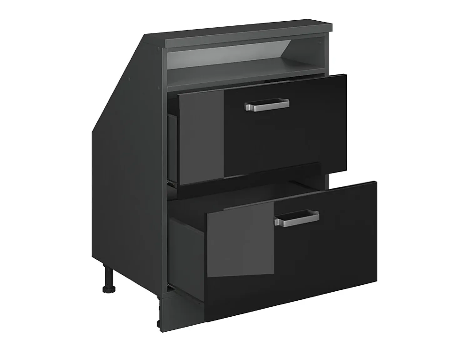 Móvel De Arrumação*Vicco Armário de cozinha para sótão inclinado alto brilho 60x46x81.6 r-line Preto