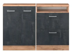 Vicco Armário de cozinha para sótão inclinado concreto 120x46x81.6 r-line^ Móvel De Arrumação