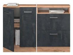 Vicco Armário de cozinha para sótão inclinado concreto 120x46x81.6 r-line^ Móvel De Arrumação