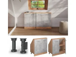 Móvel De Arrumação*Vicco Armário de cozinha para sótão inclinado betão 80x46x81.6 r-line Cinzento claro