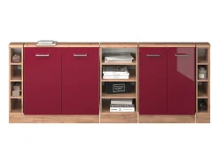 Clearance Vicco Armário de cozinha para sótão inclinado alto brilho 210x46x81.6 r-line Vermelho