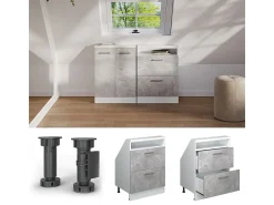 Best Vicco Armário de cozinha para sótão inclinado betão 60x46x81.6 r-line Cinzento claro