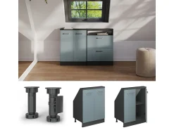 Vicco Armário de cozinha para sótão inclinado -cinza 60x46x81.6 r-line^ Móvel De Arrumação