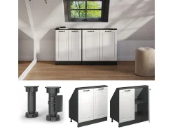Móvel De Arrumação*Vicco Armário de cozinha para sótão inclinado casa de campo branca 80x46x81.6 r-line Branco sujo