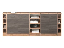 New Vicco Armário de cozinha para sótão inclinado cinza nobre 210x46x81.6 r-line Cinzento claro