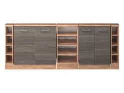 New Vicco Armário de cozinha para sótão inclinado cinza nobre 210x46x81.6 r-line Cinzento claro