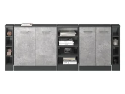Móvel De Arrumação|Vicco Armário de cozinha para sótão inclinado betão 210x46x81.6 r-line Cinzento claro