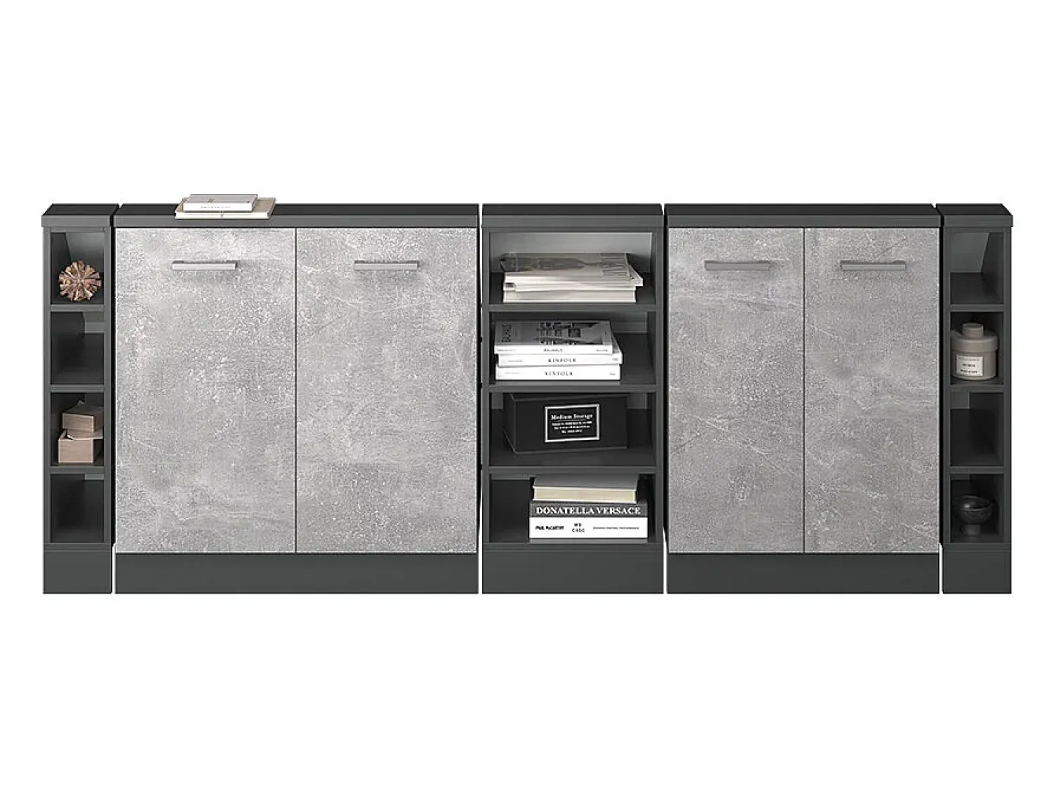 Móvel De Arrumação|Vicco Armário de cozinha para sótão inclinado betão 210x46x81.6 r-line Cinzento claro