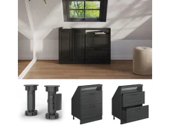Hot Vicco Armário de cozinha para sótão inclinado casa de campo antracite 60x46x81.6 r-line Cinza antracite