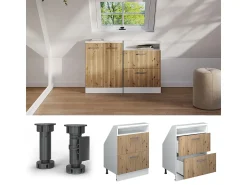 Vicco Armário de cozinha para sótão inclinado carvalho artesanal 60x46x81.6 r-line Natural claro
