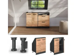Sale Vicco Armário de cozinha para sótão inclinado carvalho goldkraft 60x46x81.6 r-line Natural escuro